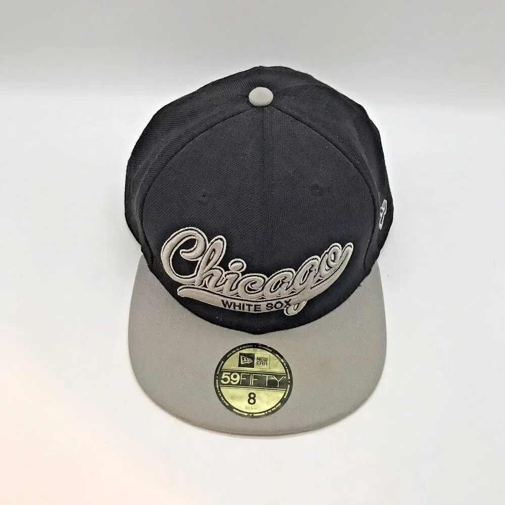 Chicago White Sox New Era 59 Fifty Fitted 8 Cap Gray & Black Genuine Merchandise